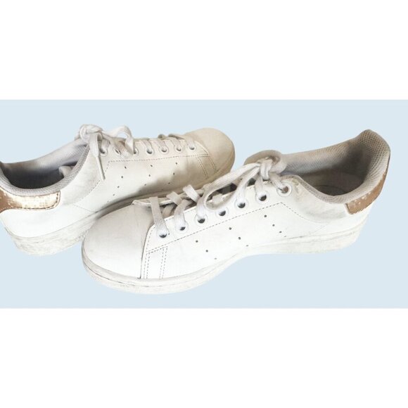 ADIDAS Stan Smith Gold & White Athletic Casual Sneaker Size 6 - Picture 6 of 8